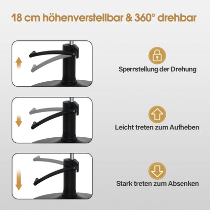 BarberPub Friseurstuhl mit Hydraulikpumpe 360° Drehbar, Friseureinrichtung Barber Chair Höhenverstellbar, Barber Stuhl Friseursessel PVC Kunstleder Vintage, 3159 (Schwarz)
