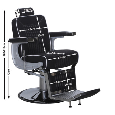 Barberpub poltrona da barbiere, arredo per parrucchieri, poltrona da parrucchiere, sedia da lavoro 3822, salone SPA, similpelle in PVC, reclinabile a 140°, regolabile in altezza
