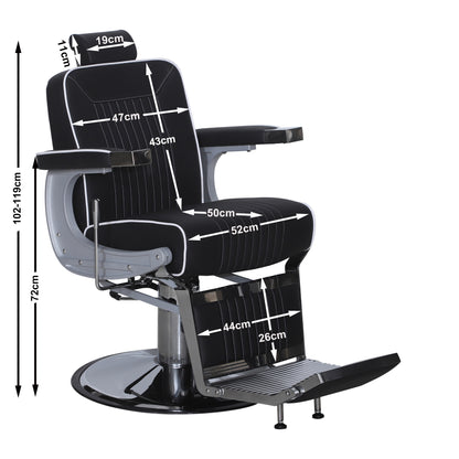 Barberpub Friseurstuhl Friseureinrichtung Friseursessel Bedienungsstuhl 3822, Salon SPA PVC-Kunstleder 140° Kippbar, höhenverstellbar