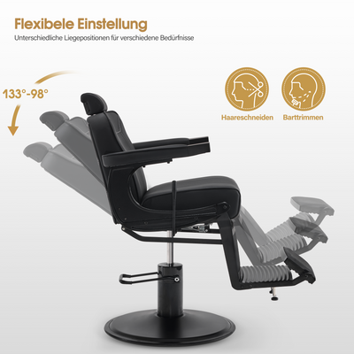 Barberpub poltrona da barbiere, arredo per parrucchieri, poltrona da parrucchiere, sedia da lavoro 3822, salone SPA, similpelle in PVC, reclinabile a 140°, regolabile in altezza