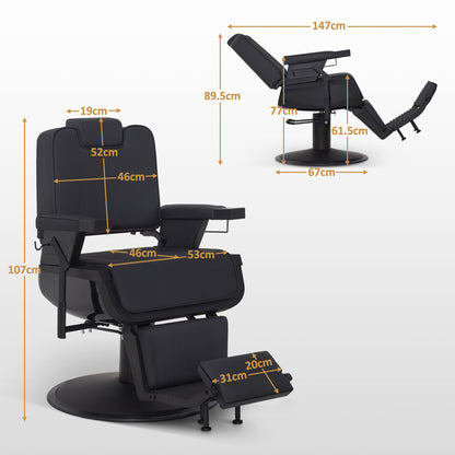 BarberPub barber chair with tilting headrest, hairdressing equipment with hydraulic pump, 360° rotatable, operating chair height adjustable, barber chair imitation leather, 3823