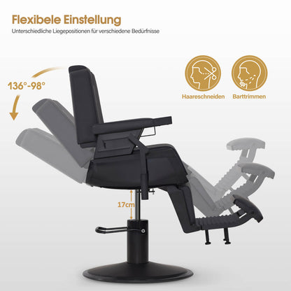 BarberPub barber chair with tilting headrest, hairdressing equipment with hydraulic pump, 360° rotatable, operating chair height adjustable, barber chair imitation leather, 3823