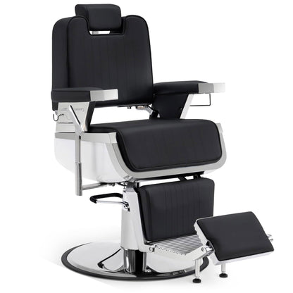 BarberPub barber chair with tilting headrest, hairdressing equipment with hydraulic pump, 360° rotatable, operating chair height adjustable, barber chair imitation leather, 3823