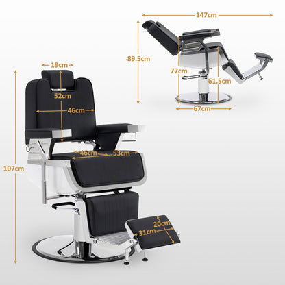 BarberPub barber chair with tilting headrest, hairdressing equipment with hydraulic pump, 360° rotatable, operating chair height adjustable, barber chair imitation leather, 3823