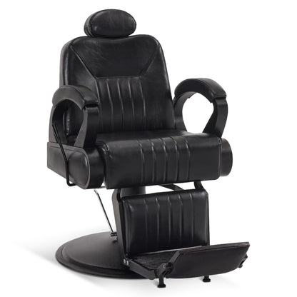BarberPub Barber Chair with Tilting Headrest, Hairdressing Equipment with Hydraulic Pump 360° Rotatable, Operating Chair Barber Chairs Height Adjustable, Barber Chair Artificial Leather 3851 (Black)