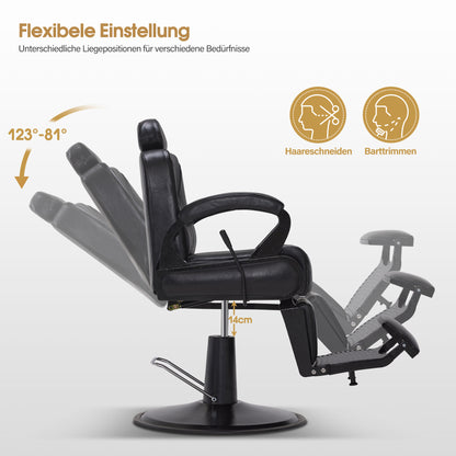 BarberPub Barber Chair with Tilting Headrest, Hairdressing Equipment with Hydraulic Pump 360° Rotatable, Operating Chair Barber Chairs Height Adjustable, Barber Chair Artificial Leather 3851 (Black)