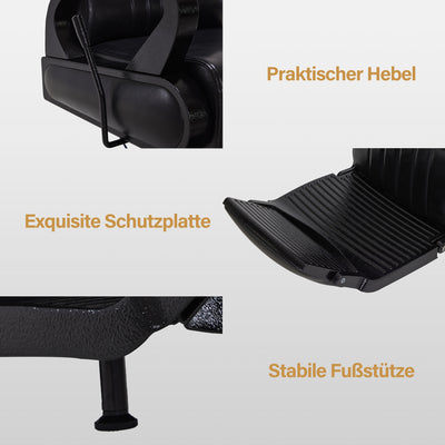 Sillón de peluquería BarberPub reclinable con reposacabezas, mobiliario de peluquería con bomba hidráulica giratorio 360°, silla de servicio regulable en altura, sillón de barbero de piel sintética 3851 (negro)