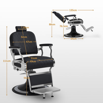 BarberPub Barber Chair with Tilting Headrest, Barber Equipment with Hydraulic Pump, 360° Swivel, Height-Adjustable Operator Chair, Faux Leather Barber Chair, 3855