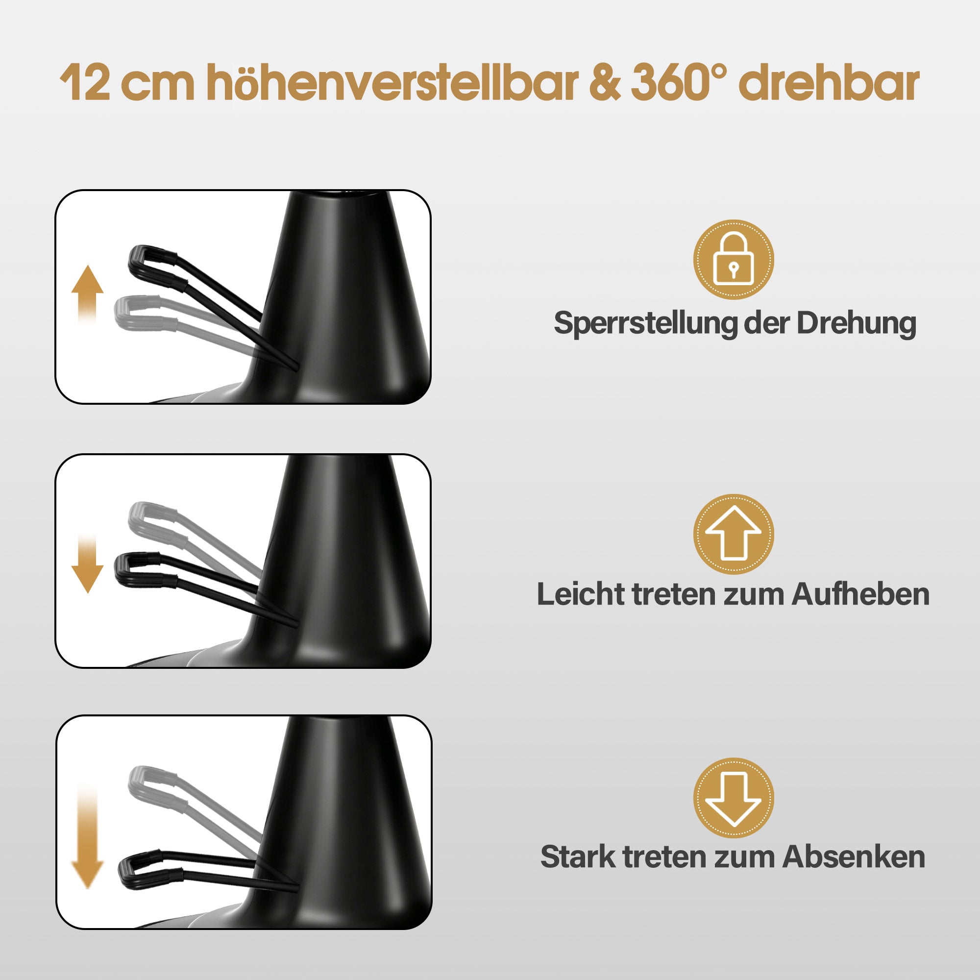 BarberPub Friseurstuhl mit Kopfstütze Kippbar, Friseureinrichtung mit Hydraulikpumpe 360° Drehbar, Bedienungsstuhl Höhenverstellbar, Barber Stuhl Friseurstühle Kunstleder, 3856 (Schwarz)