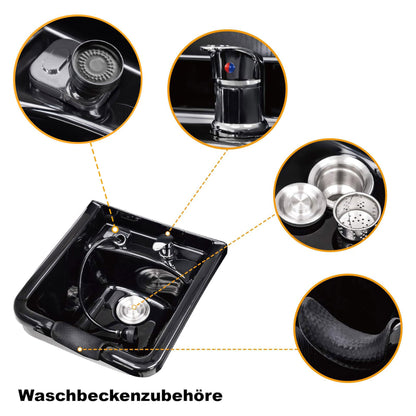 BarberPub Professional reverse wash system without chair hairdressing wash station vanity unit with reverse wash basin salon equipment 7134 (Black)