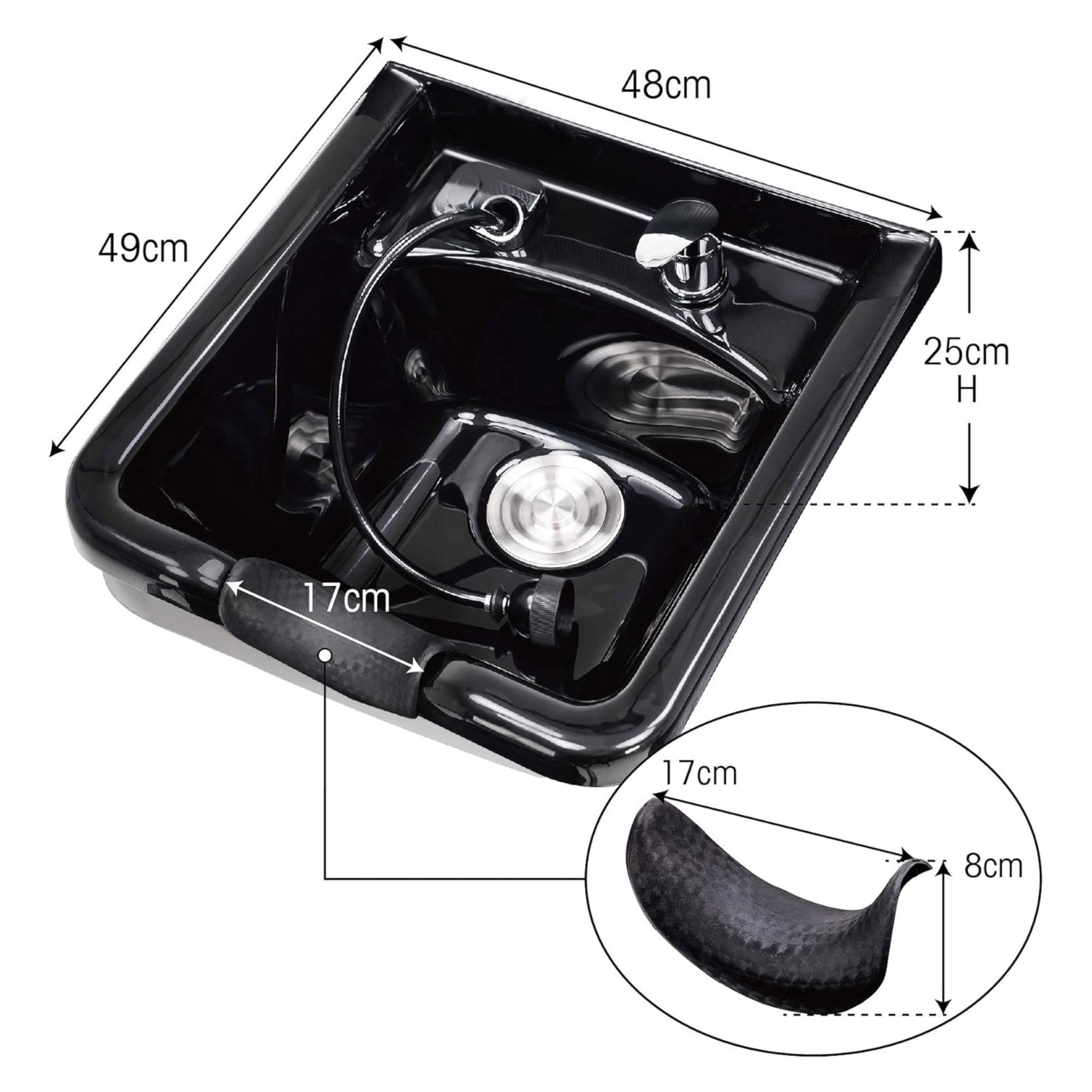 BarberPub Professional reverse wash system without chair hairdressing wash station vanity unit with reverse wash basin salon equipment 7134 (Black)