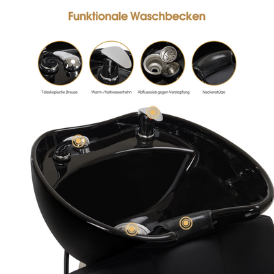 Barberpub poltrona da barbiere con lavabo, lavabo per parrucchiere in ceramica regolabile, poltrona lavatesta reclinabile per parrucchiere, poltrona lavatesta per SPA e salone, postazione lavatesta 8010