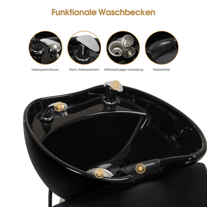 Barberpub hairdressing chair with washbasin, ceramic hairdressing washbasin, adjustable, backward wash chair, hairdressing wash chair for spa salon, hairdressing wash station 8010