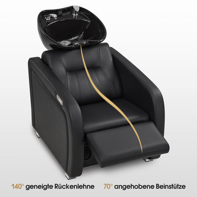 Barberpub Elektrische kappersstoel met wasbak, elektrische beensteun, verstelbare keramische wasbak, wasunit voor kapsalon en spa, kapperswasplaats 8682