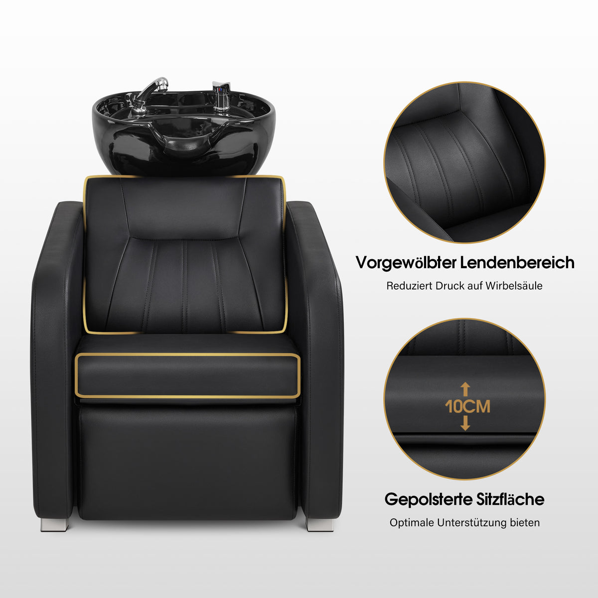 Barberpub Elektrische kappersstoel met wasbak, elektrische beensteun, verstelbare keramische wasbak, wasunit voor kapsalon en spa, kapperswasplaats 8682