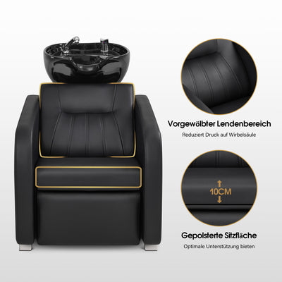 Barberpub Elektrische kappersstoel met wasbak, elektrische beensteun, verstelbare keramische wasbak, wasunit voor kapsalon en spa, kapperswasplaats 8682