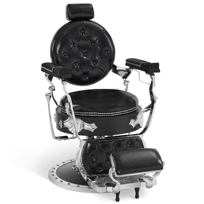 Barberpub poltrona da barbiere reclinabile con poggiatesta, stile rétro vintage, girevole a 360° e regolabile in altezza, arredo per parrucchieri con sistema idraulico, ecopelle, 8688