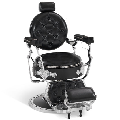 Barberpub Hairdressing Chair with Tilting Headrest, Retro Vintage Barber Chair, 360° Rotatable &amp; Height Adjustable, Hydraulic Hairdressing Equipment, Faux Leather, 8688