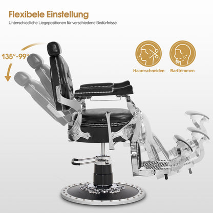 Barberpub Hairdressing Chair with Tilting Headrest, Retro Vintage Barber Chair, 360° Rotatable &amp; Height Adjustable, Hydraulic Hairdressing Equipment, Faux Leather, 8688