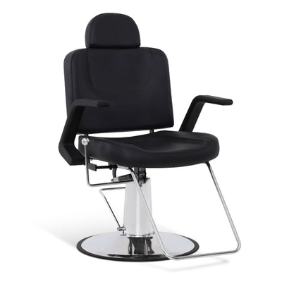 Poltrona da barbiere BarberPub con poggiatesta, poltrona da parrucchiere con pompa idraulica e rotazione a 360°, attrezzatura da parrucchiere regolabile in altezza, rivestimento in similpelle PVC, 8817 (nero)