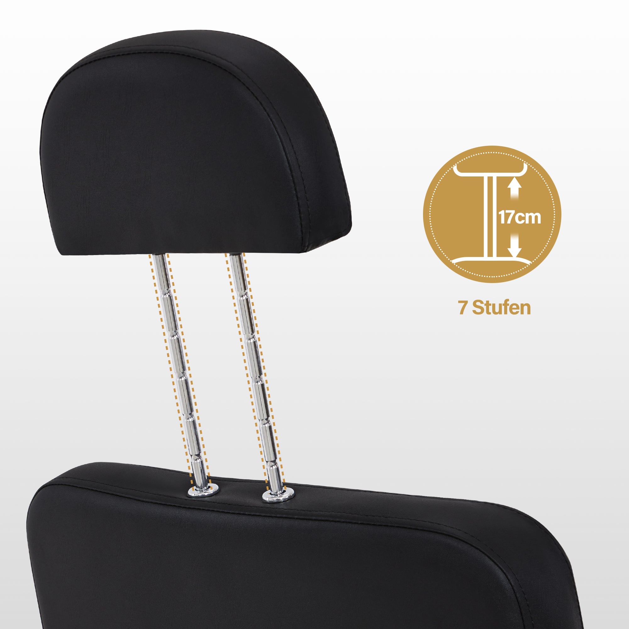 BarberPub Barber Chair with Headrest, Barber Chairs with Hydraulic Pump, 360° Rotatable, Height-Adjustable Barber Chair, PVC Synthetic Leather, 8817 (Black) 