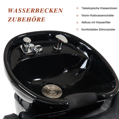 Barberpub lavatesta da parrucchiere con postazione di lavaggio, sedia per shampoo, poltrona lavatesta reclinabile, poltrona da parrucchiere per salone, poltrona lavatesta per salone SPA 9090 (Nero)