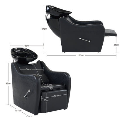 Poste de lavage pour évier de coiffure Barberpub, chaise de shampoing, chaise de lavage inversée, chaise de salon de coiffure, chaise de lavage pour salon SPA 9090 (noir) 