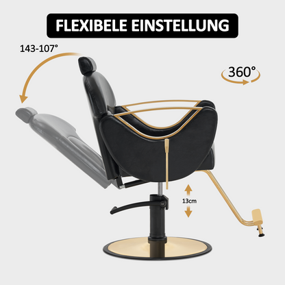 Barberpub Hairdressing Chair with Headrest, Height-Adjustable &amp; 360° Rotatable Hairdressing Chair, Tiltable Hairdressing Equipment, Hydraulic Leatherette Operating Chair, 9578 (Gold-Black) 
