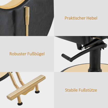 Barberpub Hairdressing Chair with Headrest, Height-Adjustable &amp; 360° Rotatable Hairdressing Chair, Tiltable Hairdressing Equipment, Hydraulic Leatherette Operating Chair, 9578 (Gold-Black) 