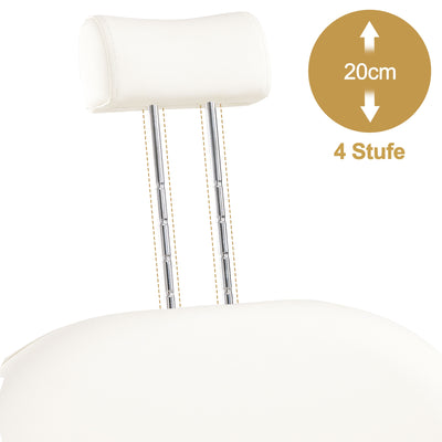 BarberPub Fauteuil de Pédicure avec Bassine et Tabouret de Pédicure, Fauteuil de Coiffure avec Accoudoirs Laqués Or, Réglable en Hauteur et Inclinable, Fauteuil de Soin des Pieds pour Salon de Manucure F0325 (Or-Blanc)