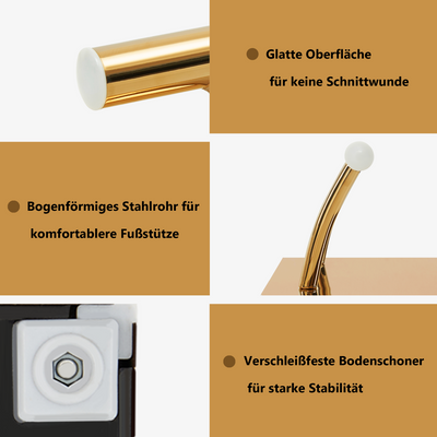 Barberpub poggiapiedi in acciaio inox, poggiapiedi professionale da parrucchiere, poggiapiedi mobile con pedale, poggiapiedi per poltrona da parrucchiere, attrezzatura per salone, FT001 (argento/oro)