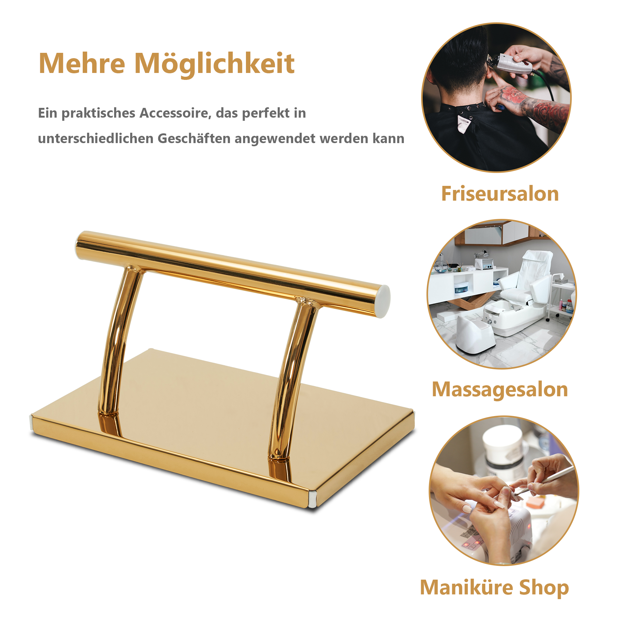 Barberpub stainless steel footrest professional hairdresser footrest, mobile foot pedal footrest, foot rest footrest hairdresser chair salon equipment, FT001, (silver/gold)