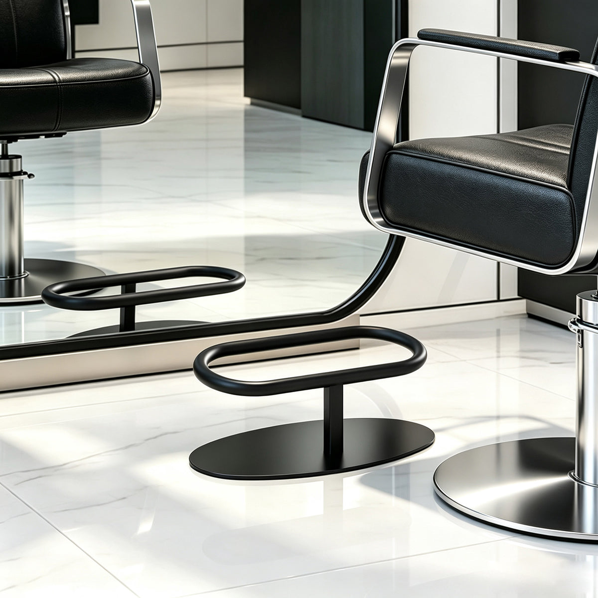 BarberPub Friseur Fußstütze aus Metall, Professionelle Mobile Fußablage, Footrest für Friseursalons, Fuß Pedal Friseurstuhl Salonausstattung, FT002 (Schwarz)