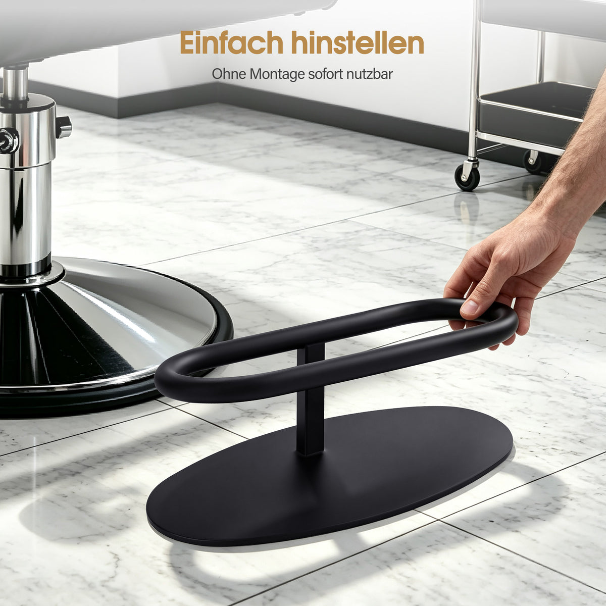 BarberPub Friseur Fußstütze aus Metall, Professionelle Mobile Fußablage, Footrest für Friseursalons, Fuß Pedal Friseurstuhl Salonausstattung, FT002 (Schwarz)