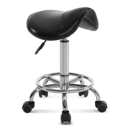 Barberpub Rolling Stool Saddle Stool Height Adjustable, Office Stool with Wheels, Stool for Study Office Salon, Ergonomic Office Chair, H110 (Black)