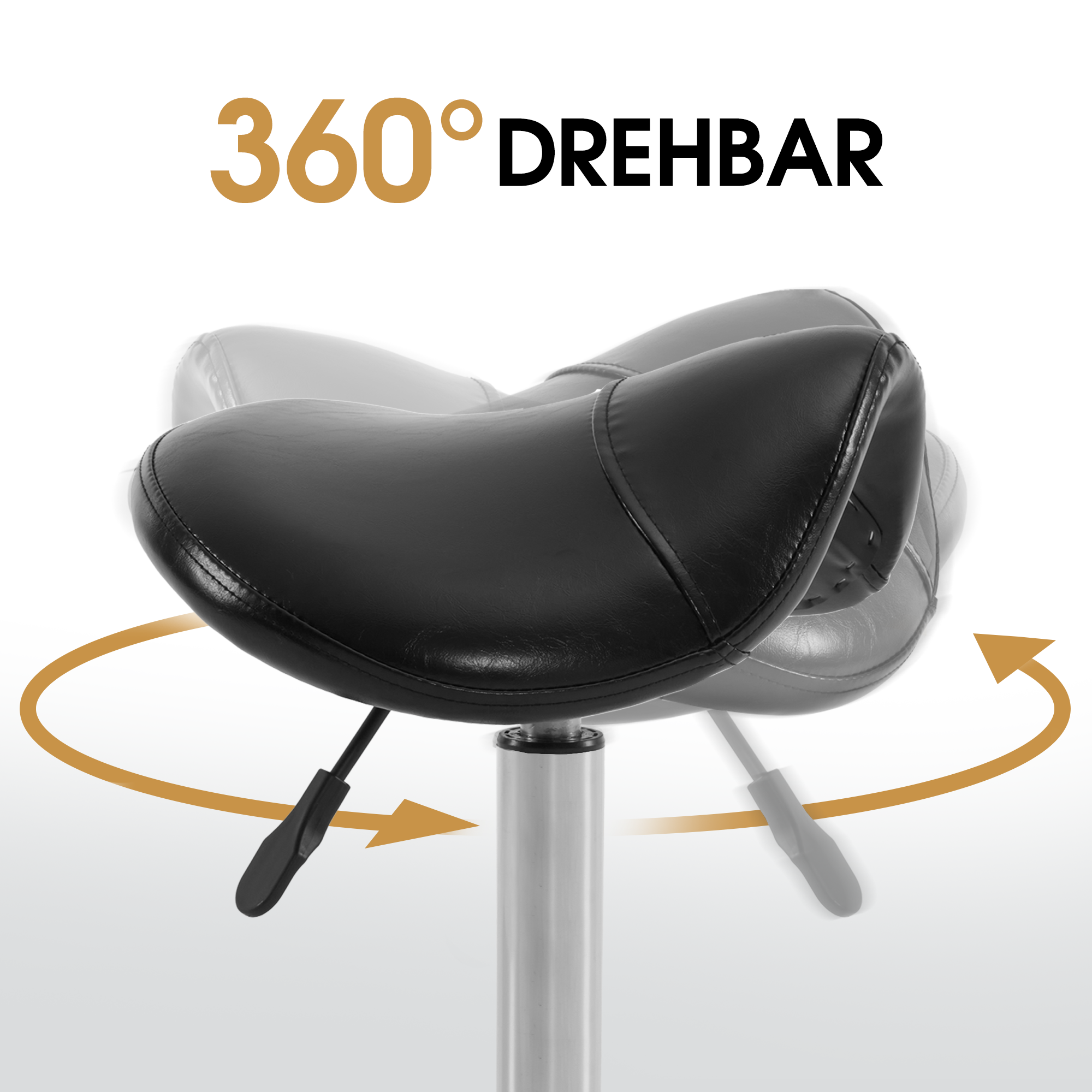Barberpub Rolling Stool Saddle Stool Height Adjustable, Office Stool with Wheels, Stool for Study Office Salon, Ergonomic Office Chair, H110 (Black)