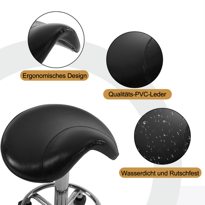 Barberpub Rolling Stool Saddle Stool Height Adjustable, Office Stool with Wheels, Stool for Study Office Salon, Ergonomic Office Chair, H110 (Black)