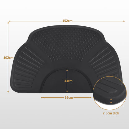 BarberPub Anti-Fatigue Mat for Hairdressers, Ergonomic Floor Mat Hairdressing Mat for Barbershop Salon, Hairdressing Supplies 102 x 152 cm Semicircle 2.5 cm Thick, M123 (Black)