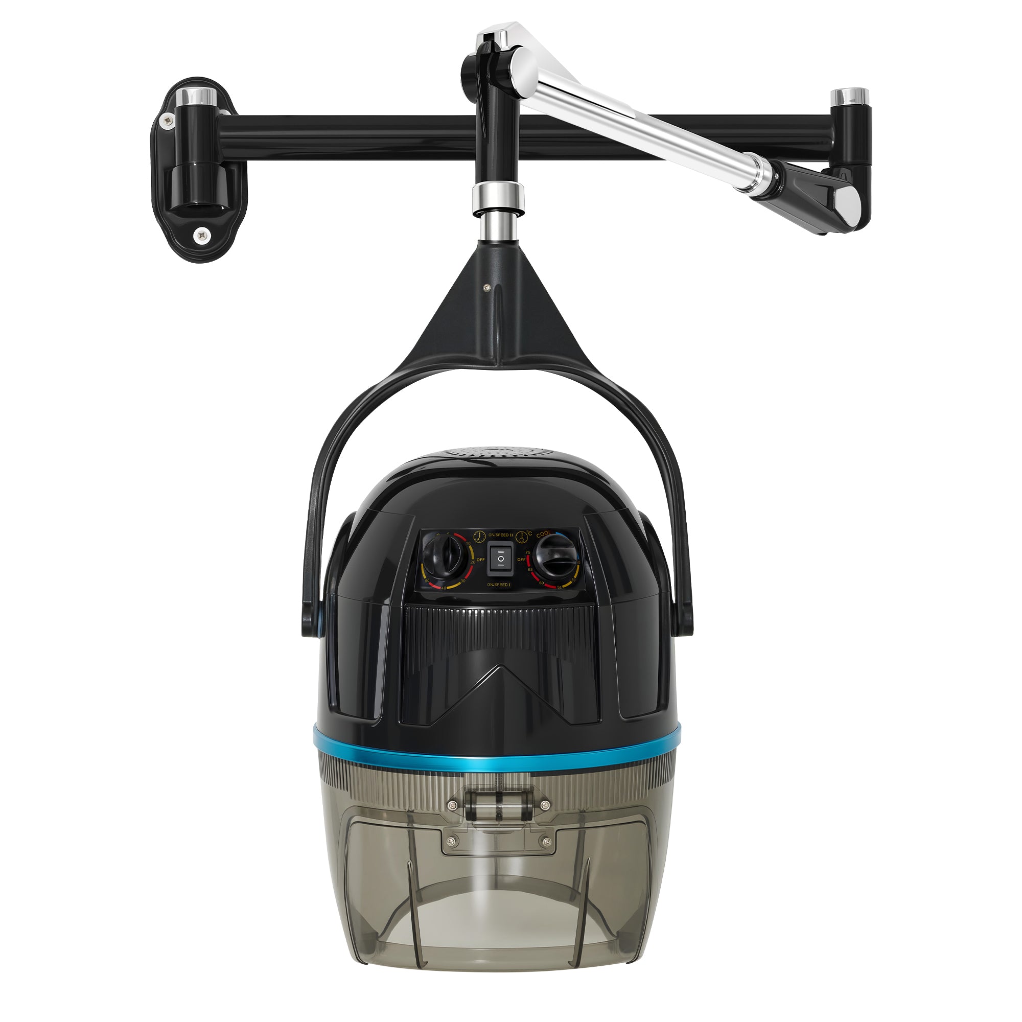 BarberPub casco asciugacapelli da parete, cuffia asciugacapelli da 1100 W, casco sospeso, estensibile orizzontalmente fino a 148,5 cm, casco per asciugatura con temperatura regolabile da 0 a 75 °C e timer di 60 min, regolabile, TR272 (Nero)