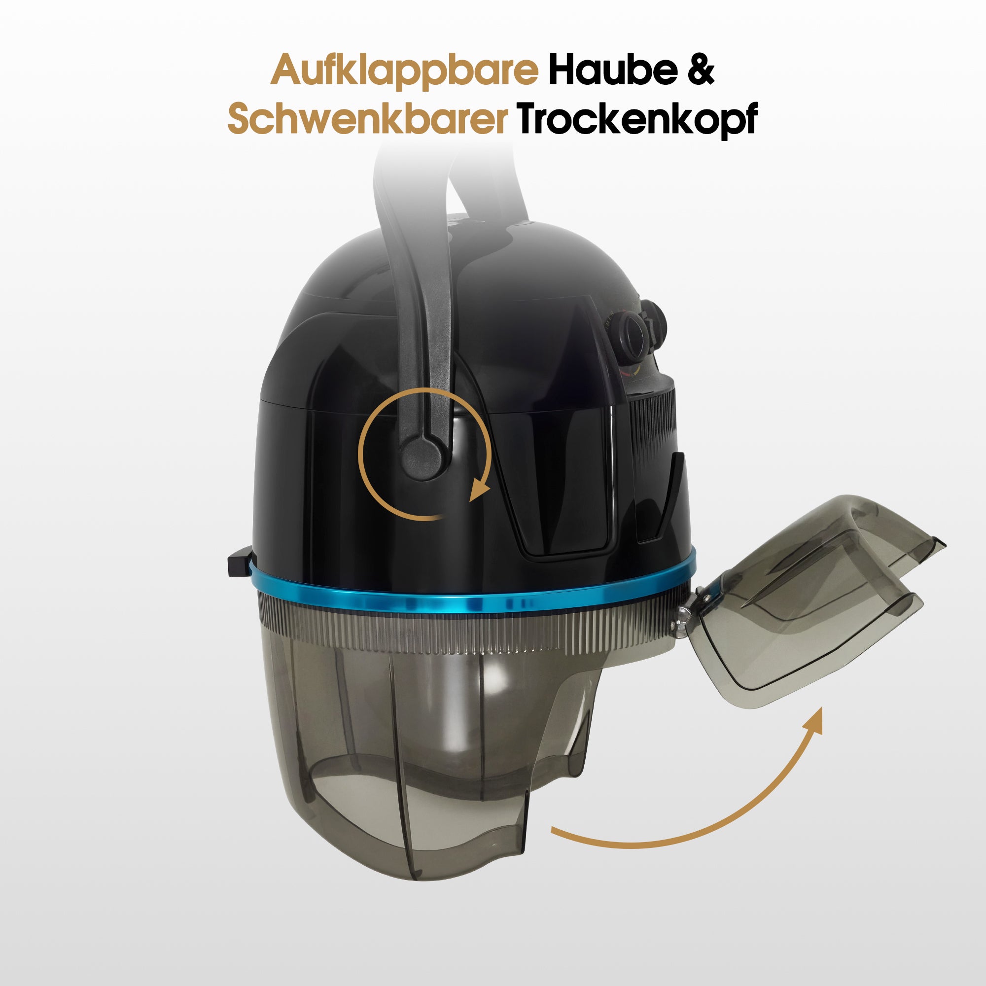 BarberPub Wandmontage Trockenhaube für Haare, 1100W Trockenhaube Schwebehaube, Horizontal ausziehbar 148,5 cm, Föhnhaube mit 0-75°C & 60 Min Timer Verstellbar, Friseurhaube für Salon TR272 (Schwarz)