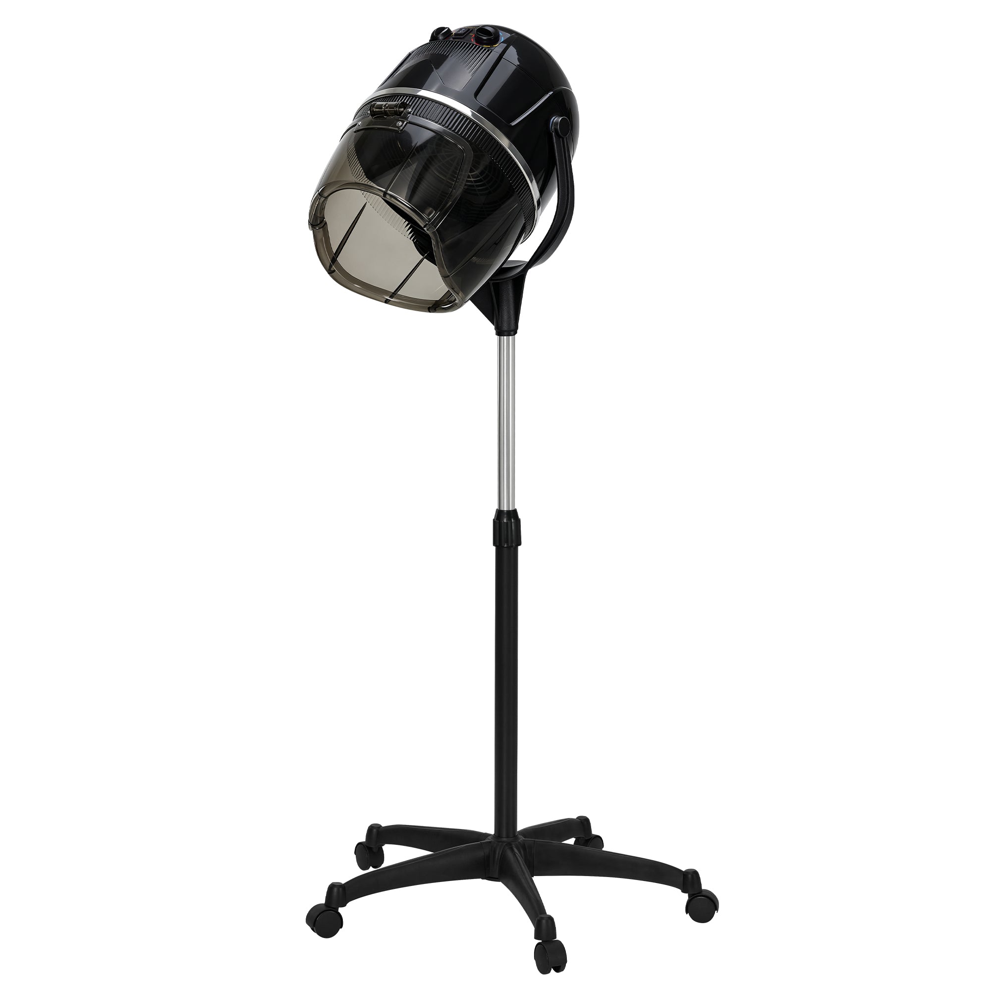 Casco asciugacapelli da terra BarberPub per capelli, altezza regolabile da 128 a 163,5 cm, 1100 W, casco asciugacapelli sospeso con temperatura regolabile da 0 a 75 °C e timer fino a 60 minuti, casco professionale per saloni TR317 (nero)