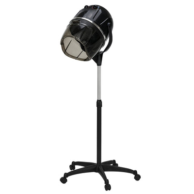 Casco asciugacapelli da terra BarberPub per capelli, altezza regolabile da 128 a 163,5 cm, 1100 W, casco asciugacapelli sospeso con temperatura regolabile da 0 a 75 °C e timer fino a 60 minuti, casco professionale per saloni TR317 (nero)