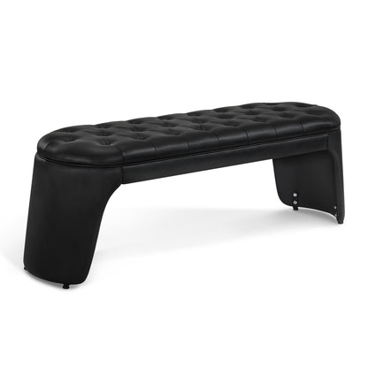 BarberPub Banquette 3 places pour salon de coiffure, largeur d'assise 150 cm, banc d'attente moderne pour coiffeur, banc rembourré pour chambre, banc de lit pour salon, banc de couloir pour équipement de coiffure W510 (noir/similicuir)