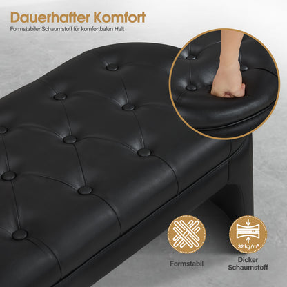 BarberPub Banquette 3 places pour salon de coiffure, largeur d'assise 150 cm, banc d'attente moderne pour coiffeur, banc rembourré pour chambre, banc de lit pour salon, banc de couloir pour équipement de coiffure W510 (noir/similicuir)