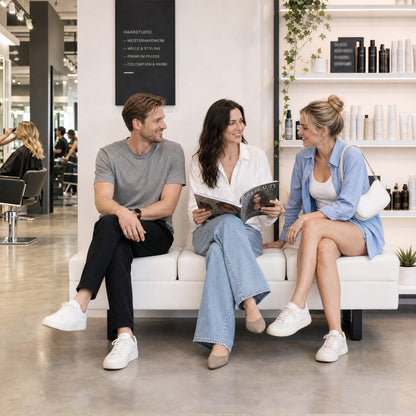 BarberPub 3-Sitzer Sitzbank für Friseursalon, Breite 153 cm, Wartebank Friseur, Polsterbank Schlafzimmer, Bettbank für Wohnzimmer, Schuhbank Flurbank, W513 (Kunstleder)