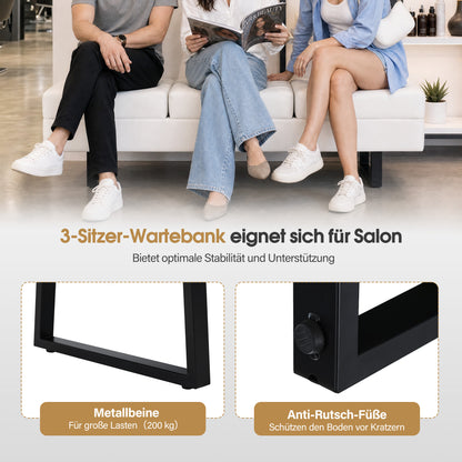 BarberPub 3-Sitzer Sitzbank für Friseursalon, Breite 153 cm, Wartebank Friseur, Polsterbank Schlafzimmer, Bettbank für Wohnzimmer, Schuhbank Flurbank, W513 (Kunstleder)