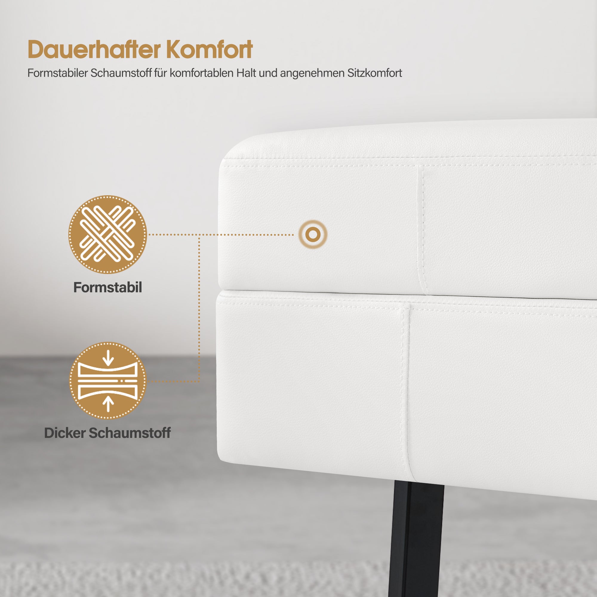 BarberPub 3-Sitzer Sitzbank für Friseursalon, Breite 153 cm, Wartebank Friseur, Polsterbank Schlafzimmer, Bettbank für Wohnzimmer, Schuhbank Flurbank, W513 (Kunstleder)