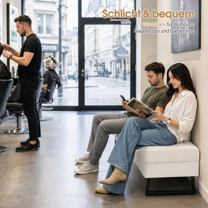 BarberPub 3-Sitzer Sitzbank für Friseursalon, Breite 153 cm, Wartebank Friseur, Polsterbank Schlafzimmer, Bettbank für Wohnzimmer, Schuhbank Flurbank, W513 (Kunstleder)