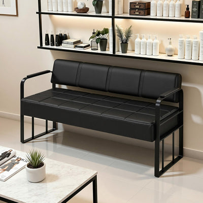Barberpub panca a 3 posti con braccioli, panca imbottita con schienale, panca d’attesa per parrucchiere, panca da soggiorno, arredamento per parrucchieri W528