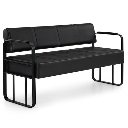 Barberpub Canapé 3 places avec accoudoirs, banc rembourré avec dossier, banc d'attente pour salon de coiffure, banc de salon, mobilier de salon de coiffure W528